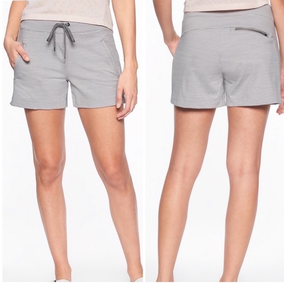 Athleta Pants - Athleta Modern Metro Grey Striped Shortie Shorts - XS